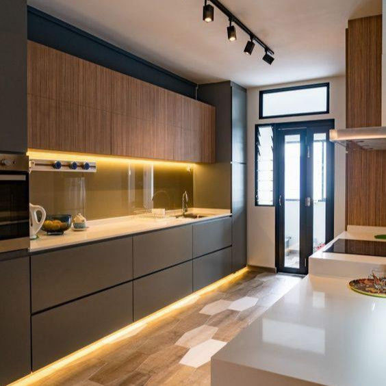 Villa/Apartment Kitchen Cabinet with Super Durable MR MDF Material and Matte Grey Finish