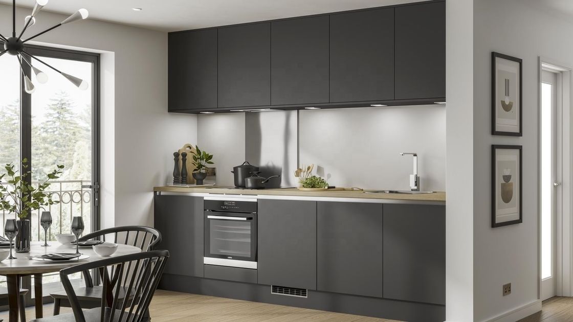 Villa/Apartment Kitchen Cabinet with Super Durable MR MDF Material and Matte Grey Finish