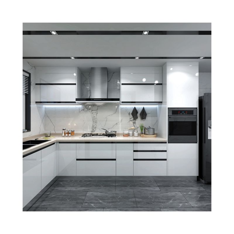Modern High Gloss Kitchen Furniture with HDF Door Material and Veneer/Lacquer Finish