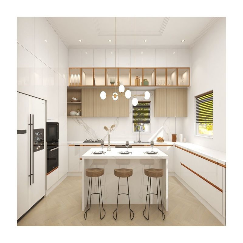 Modern Luxury Kitchen Cabinets with Lacquer Surface Treatment and Easy Clean Advantage