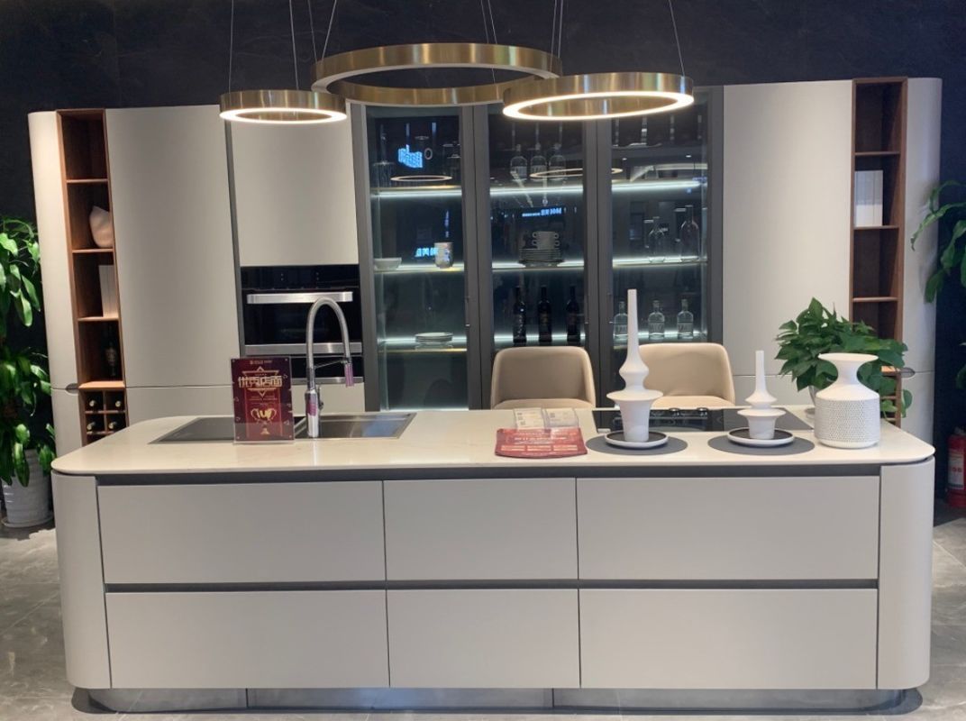 Customized Veneer Color Kitchen Furniture Cabinets with Drawer Slide and Modern Design