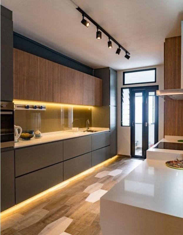 Customized Veneer Color Kitchen Furniture Cabinets with Drawer Slide and Modern Design