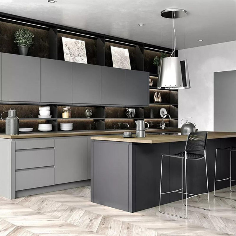 Custom Matte Cabinet Furniture for End Luxury Villa Modern Design Solid Wood Flat Pack