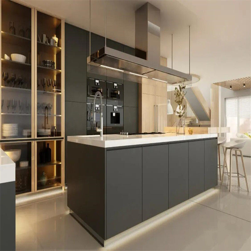 YALIG High End Gray Plywood Kitchen Cabinet with Waterproof and Fireproof Advantage