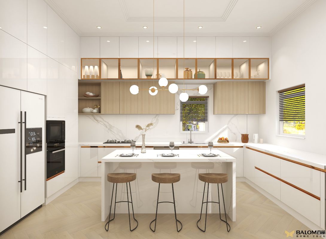 Customized Color Gloss Kitchen Cabinet for Easy Cleaning in Popular Furniture Apartments