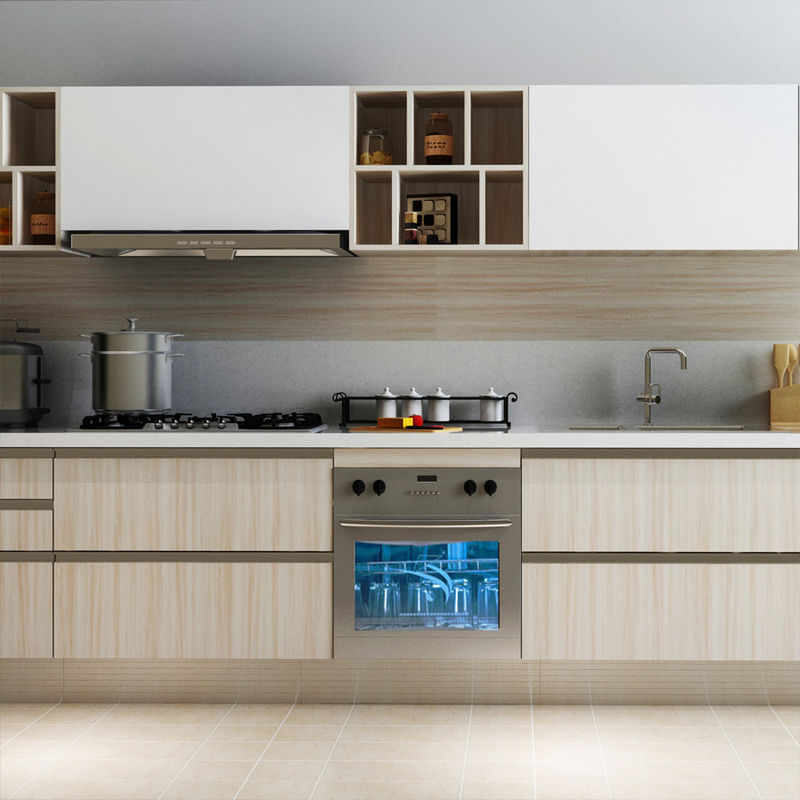 Customized Veneer Color Modern Design Modular Solid Wood Kitchen Cabinets Accessories