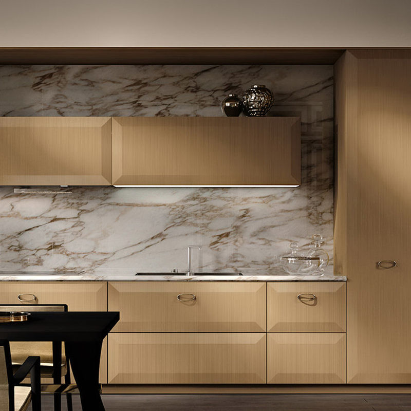 Customized Veneer Color Modern Design Modular Solid Wood Kitchen Cabinets Accessories