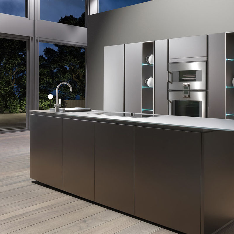Customized Veneer Color Modern Design Modular Solid Wood Kitchen Cabinets Accessories