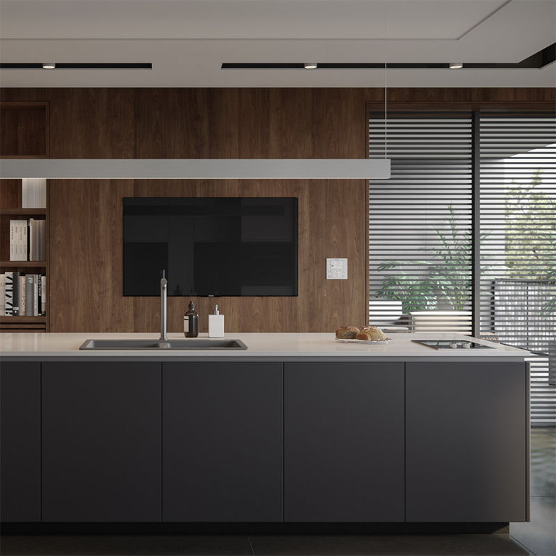 End Customized Wood Kitchen Cabinet with Veneer Color and Waste Container Accessories