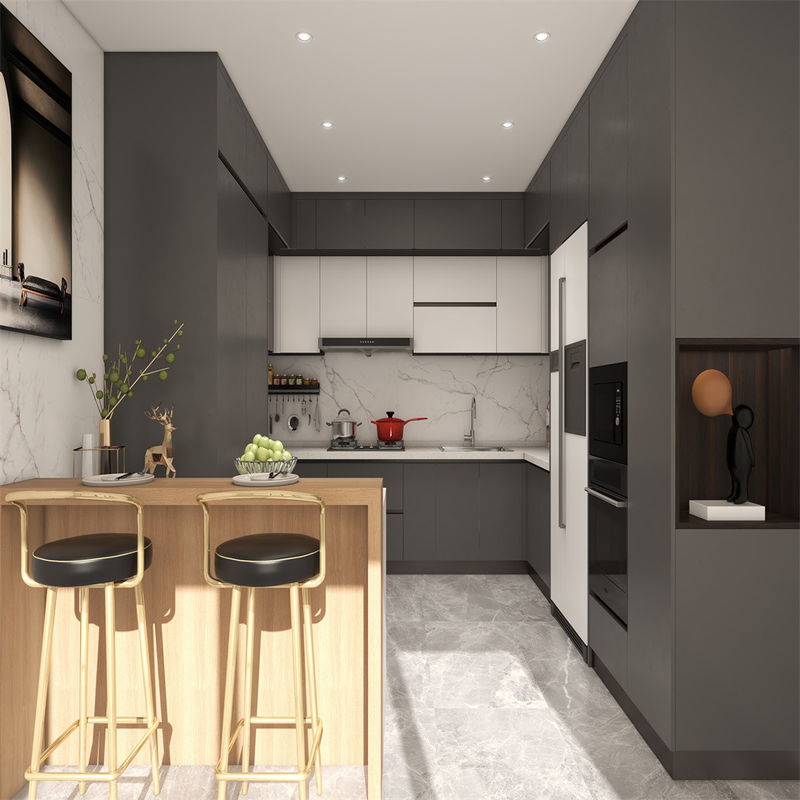 Transform Your Kitchen with Customizable Gray Wood Cabinets and MDF Doors from YALIG