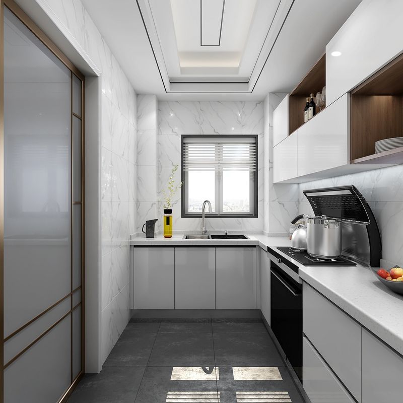 Gray Laminate Kitchen Cabinet Interiors Custom Veneer Color for Apartment Renovation