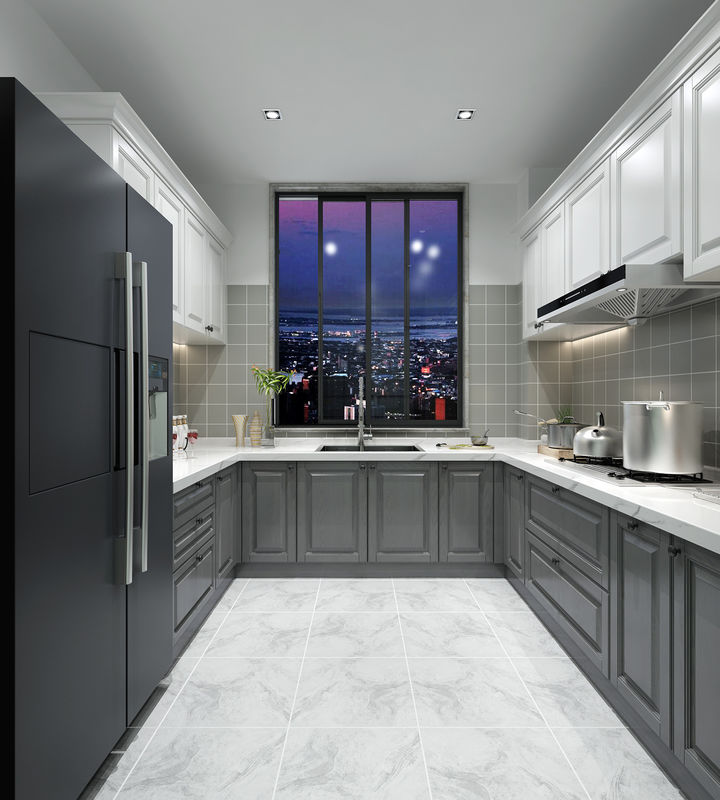 Gray Laminate Kitchen Cabinet Interiors Custom Veneer Color for Apartment Renovation