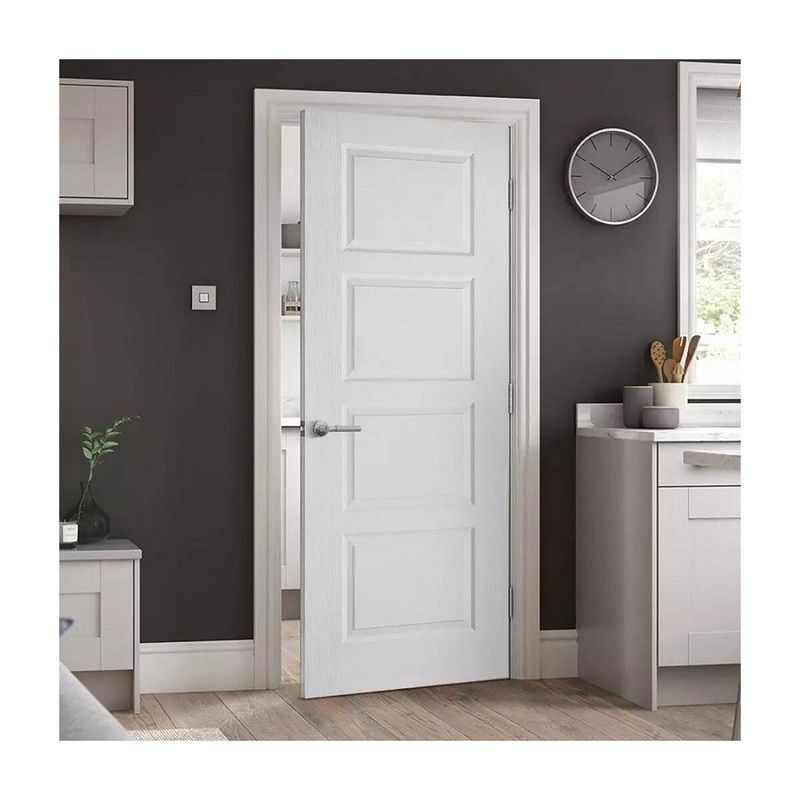 MDF Material Customized Size White Interior Bedroom Door with Frame and Side Opening