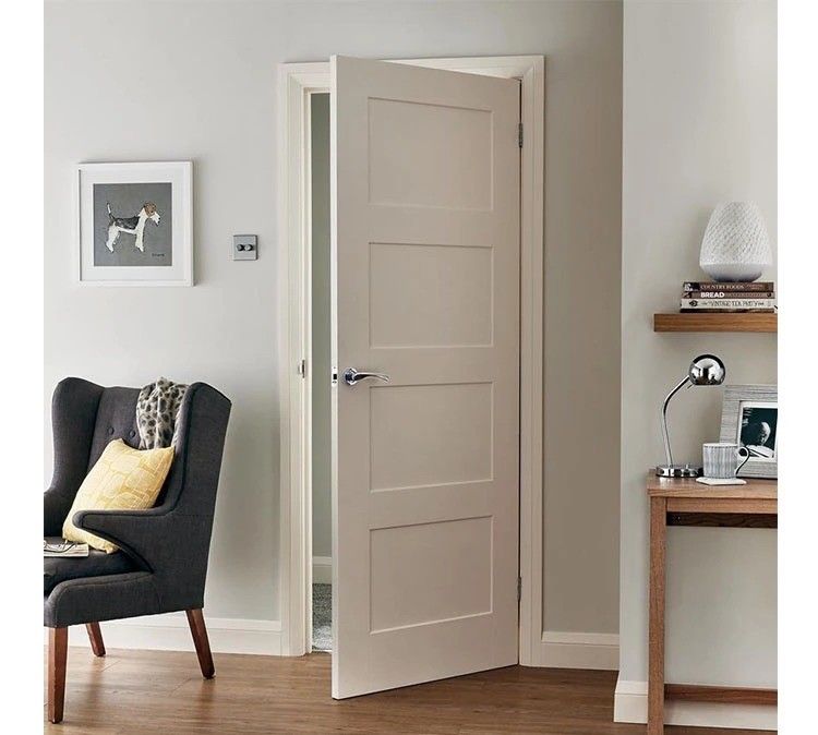 MDF Material Customized Size White Interior Bedroom Door with Frame and Side Opening