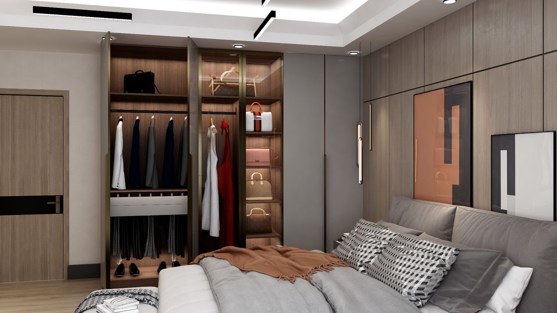 Home Villa Hotel Apartment Wardrobe Furniture in Modern Style with Custom MR HDF Board