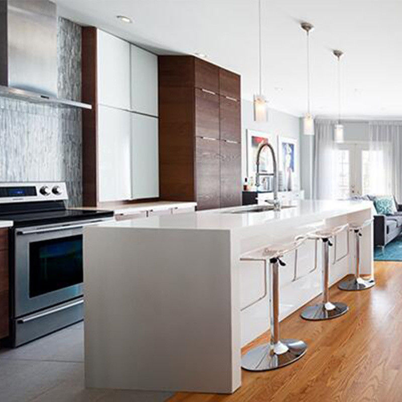 Customized Veneer Color YALIG Modular Kitchen Cabinets with Blum Hardware and Drawers
