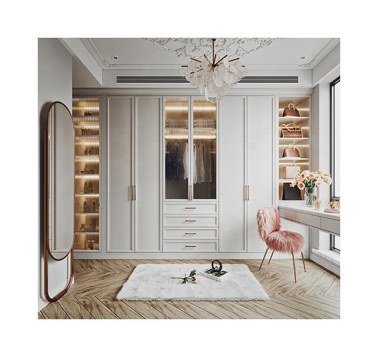 Custom Design PANEL Wood Style Cloakroom Bedroom Storage Wardrobe for Hotel Apartment