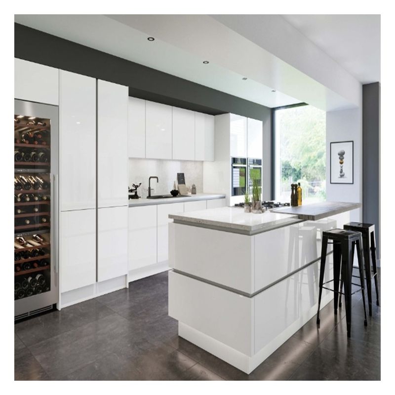 Custom Modular Kitchen Cabinets with Glossy Paint-Free Design and Shaker Door Panel
