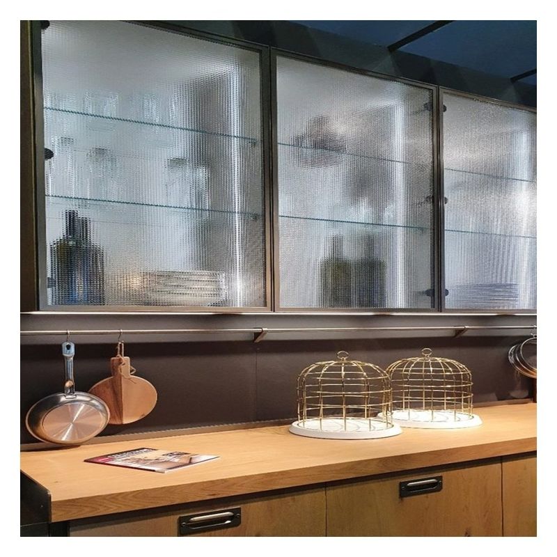 Faucet Accessories Dark Glass Panel Solid Wood Modular Kitchen Cabinets for Apartment