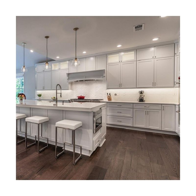 Custom Size Waterproof Smart Wood Kitchen Cabinets with Sink Fireproof Shaker Design
