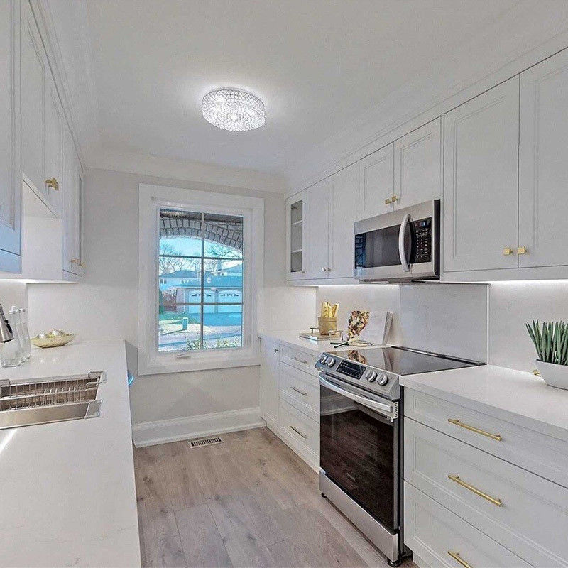 Custom Size Waterproof Smart Wood Kitchen Cabinets with Sink Fireproof Shaker Design