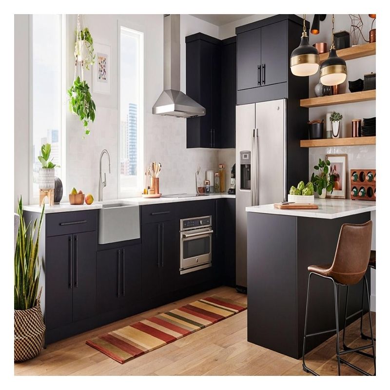 Flat Pack Fitted Kitchen Cabinetry Set with Modern Handle less Design and Accessories