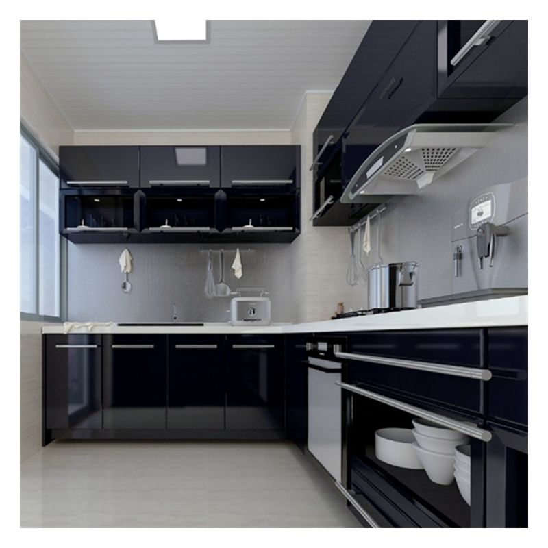 Flat Pack Fitted Kitchen Cabinetry Set with Modern Handle less Design and Accessories