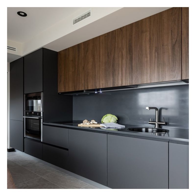 Flat Pack Fitted Kitchen Cabinetry Set with Modern Handle less Design and Accessories