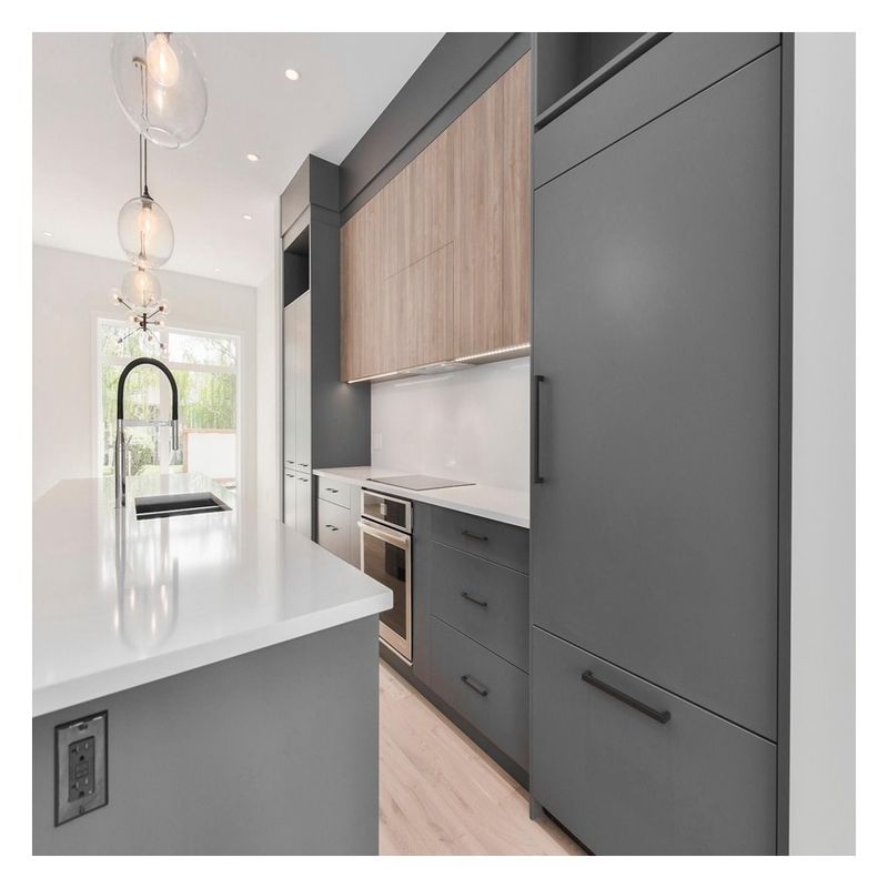 Flat Pack Fitted Kitchen Cabinetry Set with Modern Handle less Design and Accessories