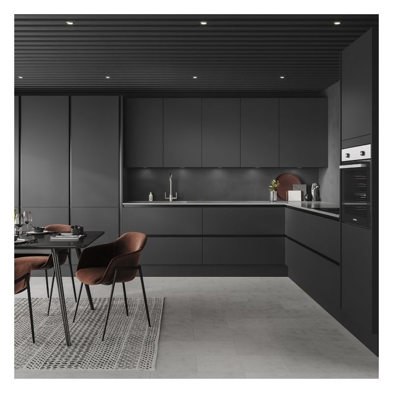Flat Pack Fitted Kitchen Cabinetry Set with Modern Handle less Design and Accessories