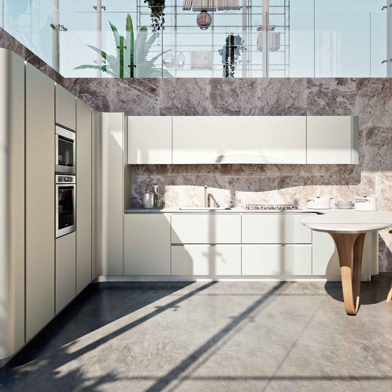 Blum Drawer Modern Design Solid Wood White Kitchen Cabinet Furniture for Luxury Kitchen