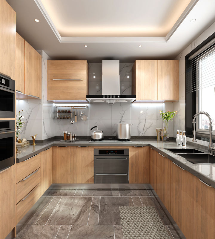 Custom Smart Wooden Kitchen Cabinets Set for Home Kitchen Modern Style and Waterproof