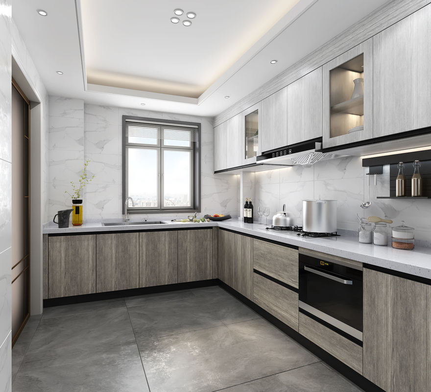 Custom Smart Wooden Kitchen Cabinets Set for Home Kitchen Modern Style and Waterproof
