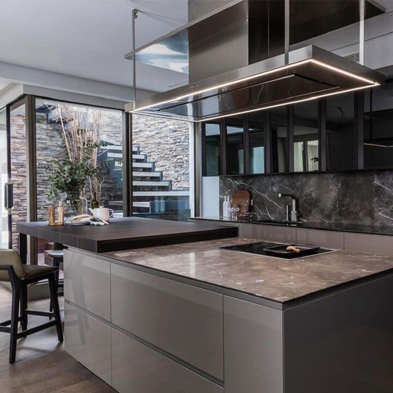 High Glossy Italian Furniture Solid Wood Luxury Customized Veneer Color Kitchen Cabinets