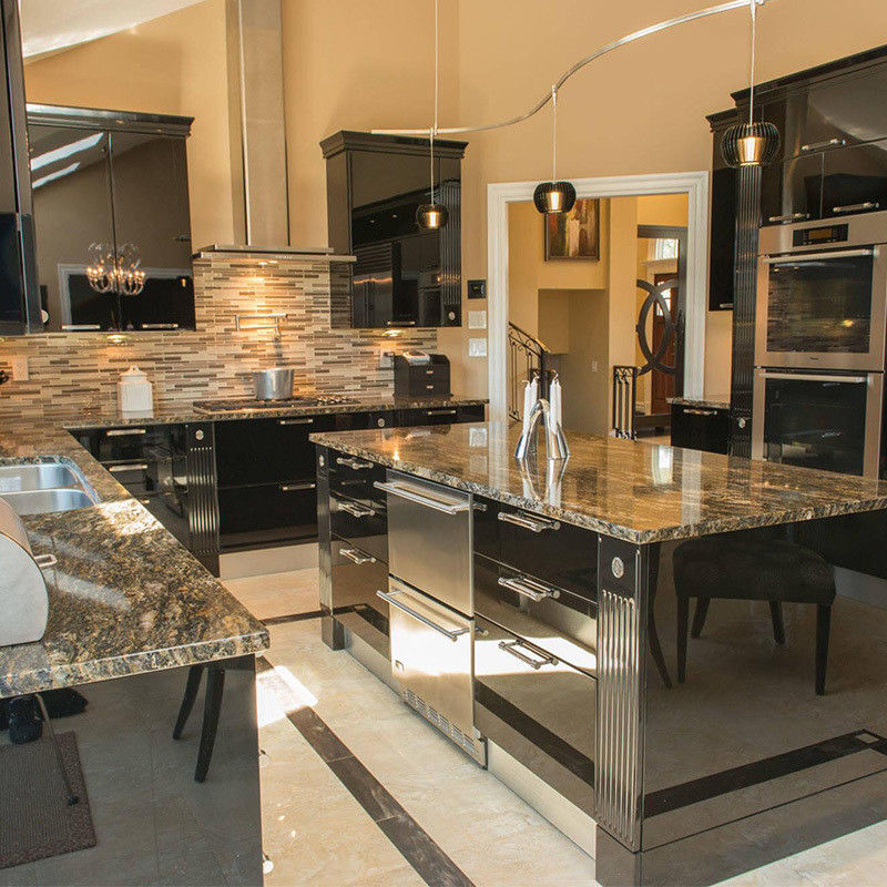 High Glossy Italian Furniture Solid Wood Luxury Customized Veneer Color Kitchen Cabinets