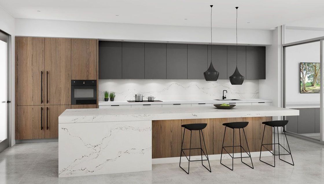 Painted Hpl Door Panel Surface Treatment Kitchen Cabinet for Modern Kitchen in Qatar