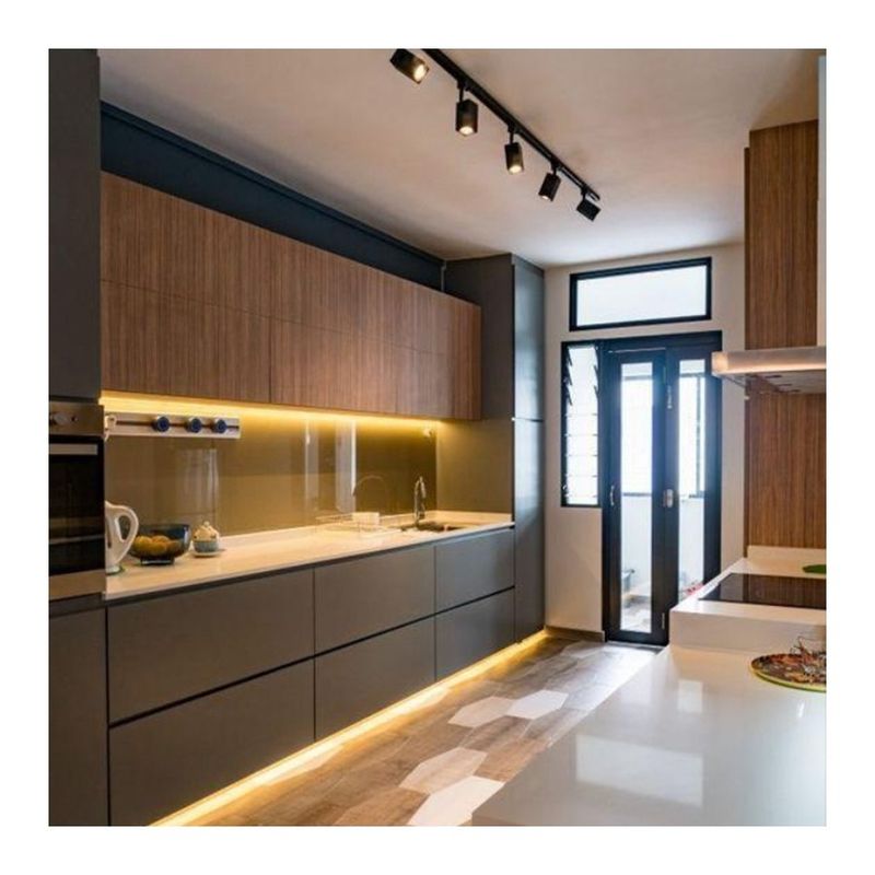 Waterproof Smart Wood Kitchen Cabinets in Customized Veneer Color for Modern Design