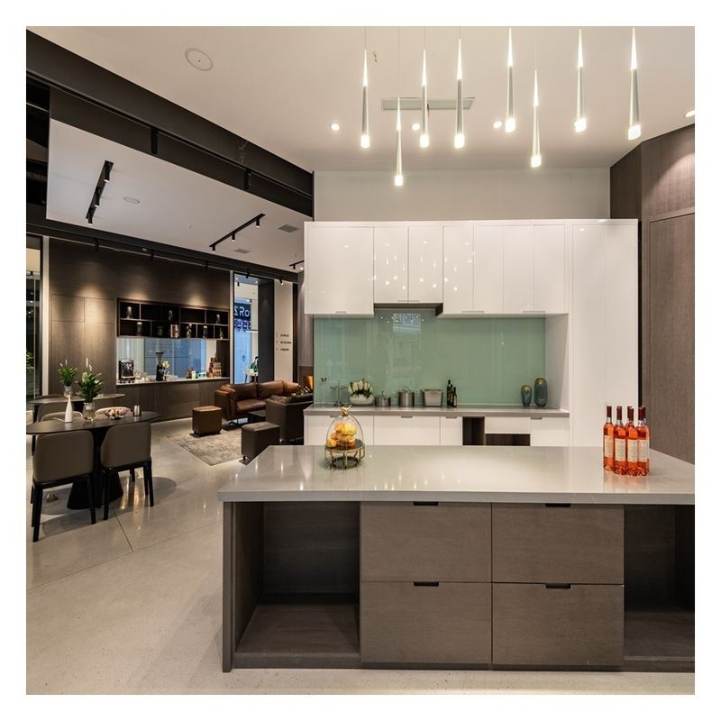 Customized Color Solid Wood Kitchen Cabinets for Easy Cleaning in Minimalist Design