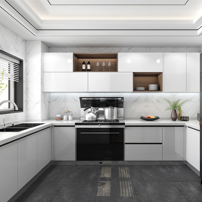 Modern Design Flat Pack Kitchen Cabinets with Shaker Style Doors and Lacquer Finish