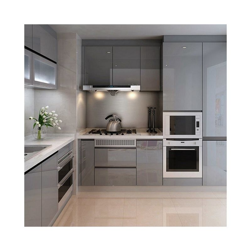 European Style High Glossy Waterproof Wooden Modular Kitchen Cabinets with Customized Size