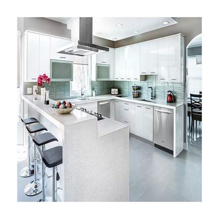 Multi-capacity Kitchen Pantry Cabinet with Easy-to-Clean Lacquer Finish CAD/3D Freely