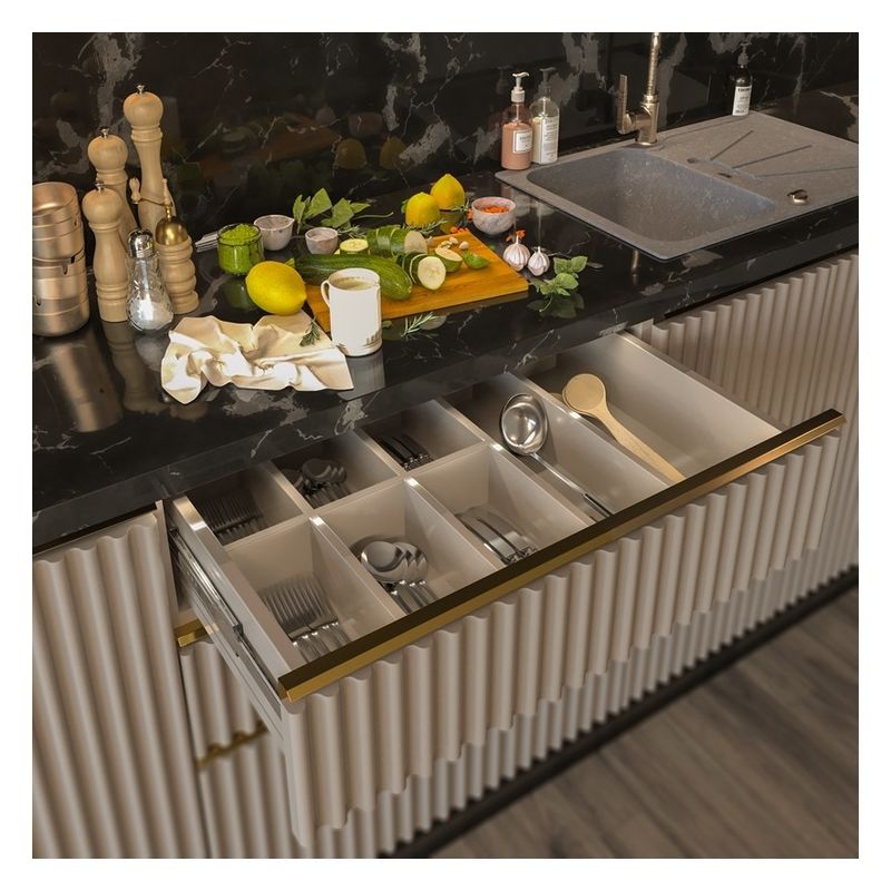 Multi-capacity Kitchen Pantry Cabinet with Easy-to-Clean Lacquer Finish CAD/3D Freely