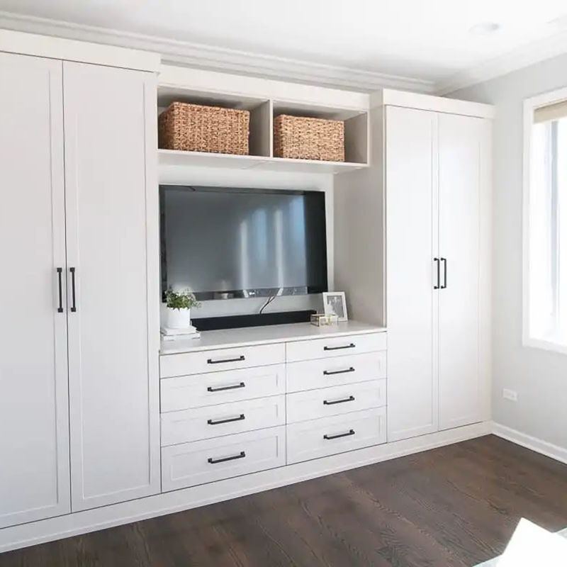 Modern Furniture Set for Bedroom Wardrobe Wall Built-in Design and 2D / 3D Options
