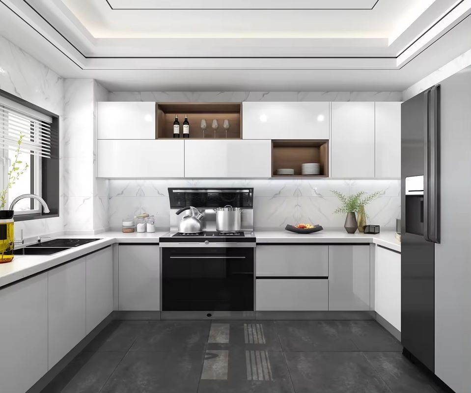 Customized Veneer Color White PVC Kitchen Cabinet Sets for Modern Design in Market