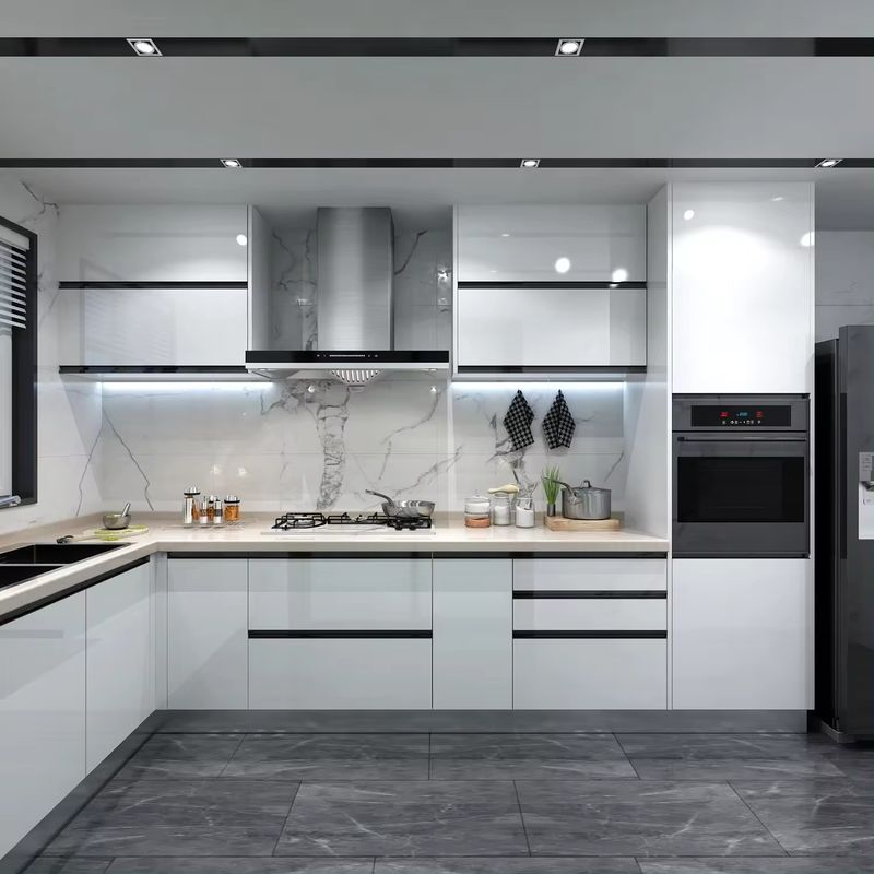 Customized Veneer Color White PVC Kitchen Cabinet Sets for Modern Design in Market