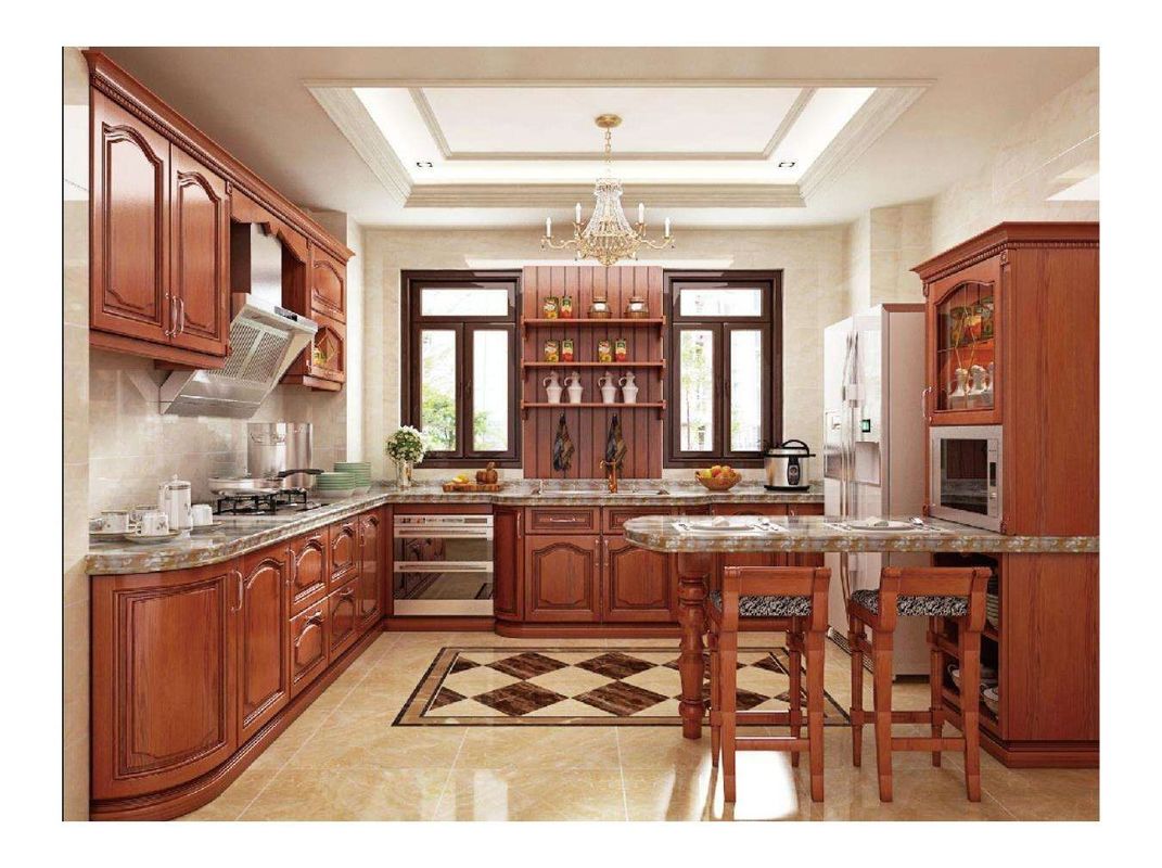 Modern Solid Wood Kitchen Cabinet with PVC Membrane Door Panel and Distinctive Designs