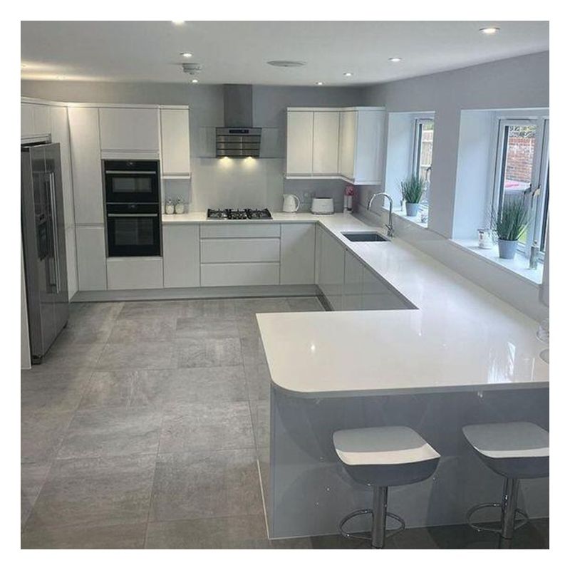 end Modern Style White Solid Wood Lacquer Modular Kitchen Cabinets for Home Renovation