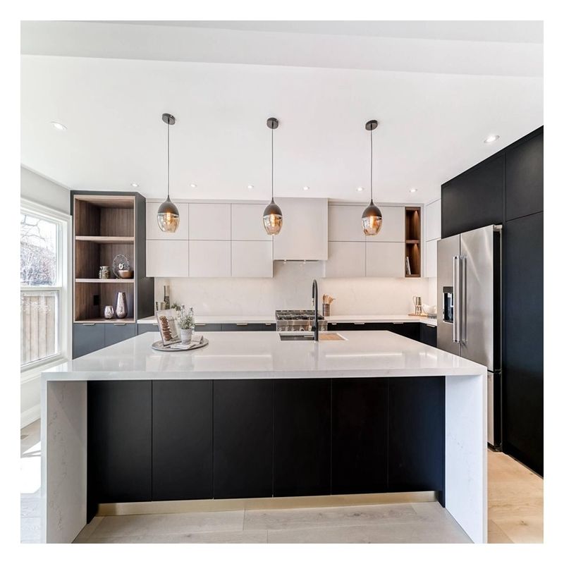 end Modern Style White Solid Wood Lacquer Modular Kitchen Cabinets for Home Renovation