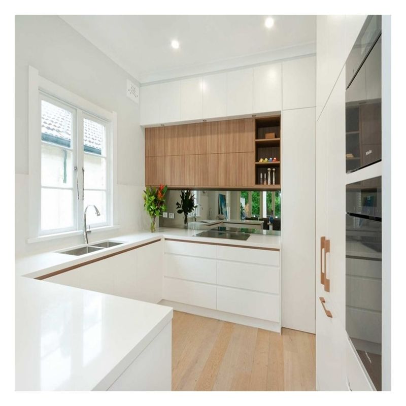 end Modern Style White Solid Wood Lacquer Modular Kitchen Cabinets for Home Renovation