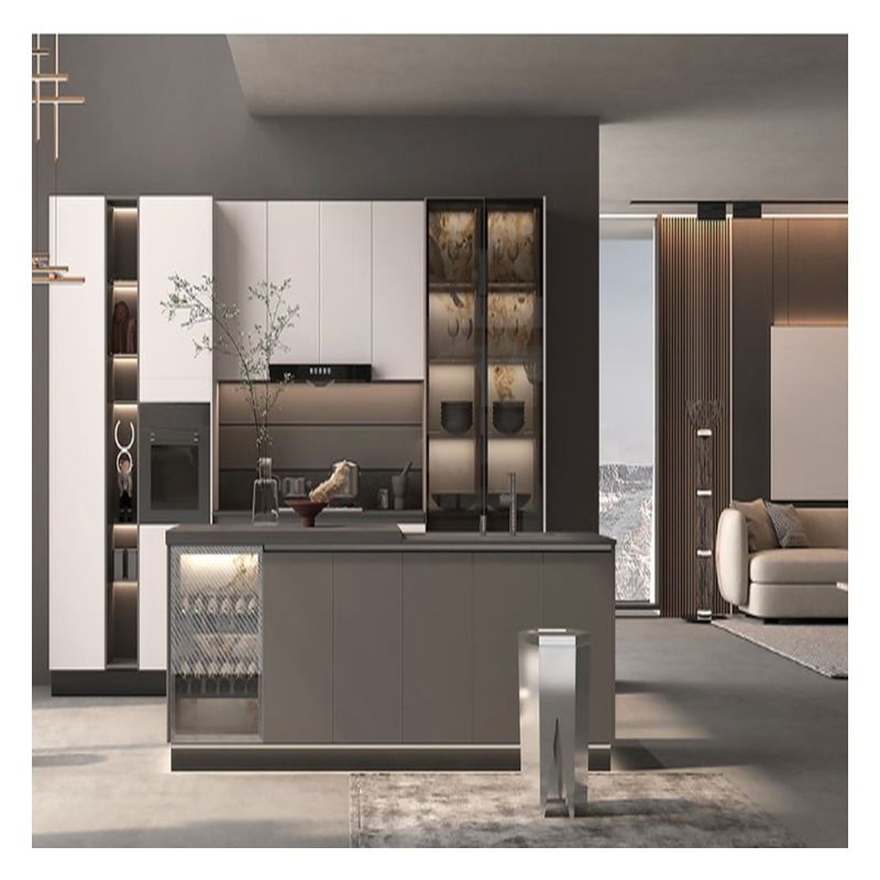 Easy Clean Functionality Customized Color Modern Style Kitchen Cabinets for Apartment